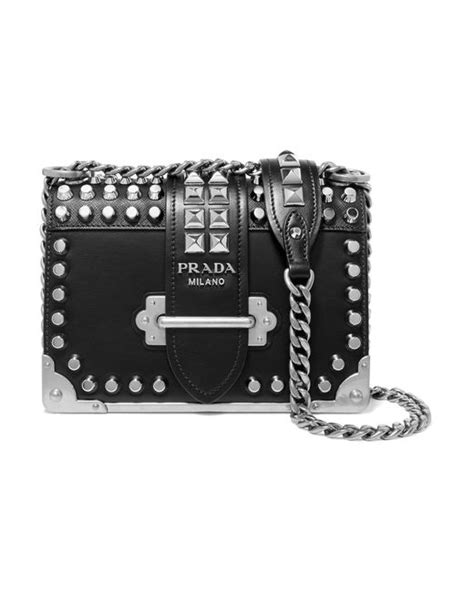 prada chain cahier studded black|Black Prada Cahier Leather Bag .